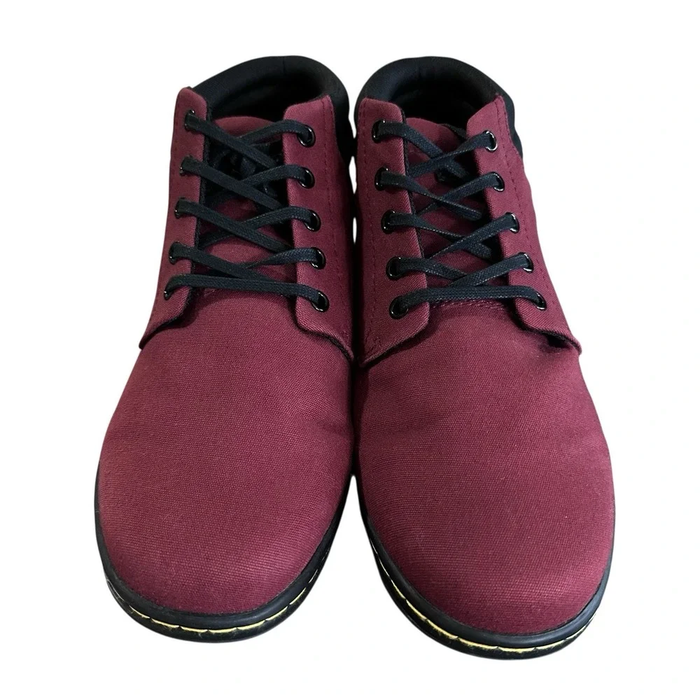 Dr. Martens Maleke Cherry Red Canvas Ankle‎ Chukka Boots Men's Sz 10 Women Sz 11